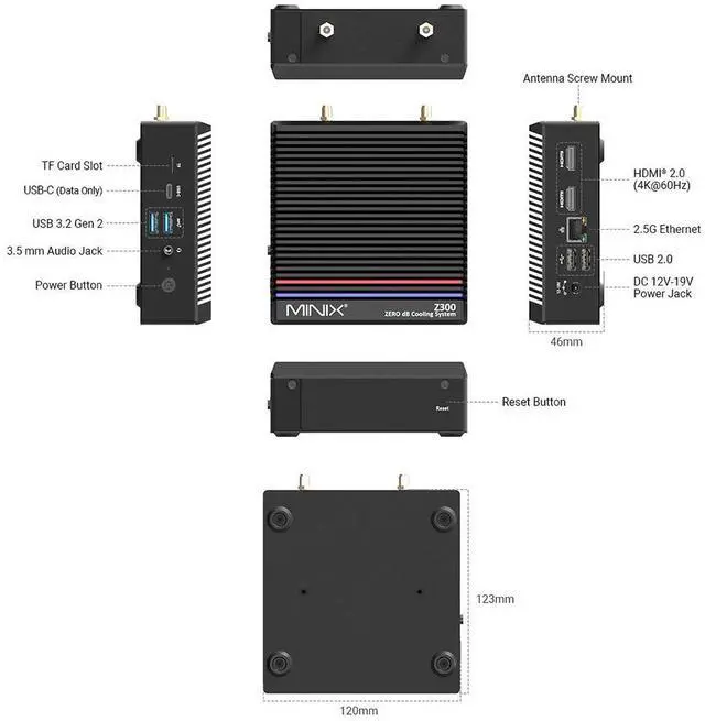 Alt view image 5 of 7 - MINIX Z350-0dB Fanless Silent Mini PC, Intel i3-N350 up to 3.9GHz,16GB DDR4, 512GB NVMe SSD,Dual 4K HDMI 2.1, 2.5G LAN & WiFi 6,Zero Noise Full Metal Desktop Computer,VESA Mountable,Windows 11 Pro