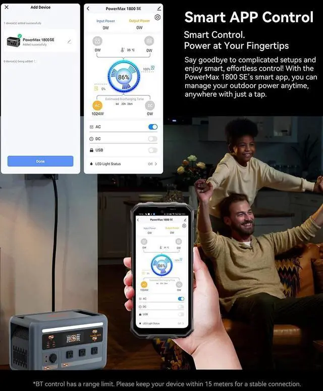 Alt view image 5 of 7 - Oscal Portable Power Station 1024Wh LiFePO,1800W Rated / 3600W Surge, 10 Outputs, 800W Solar & 700W AC Fast Charging, 0.01s UPS, Pure Sine Wave AC for Outdoor & Home Backup