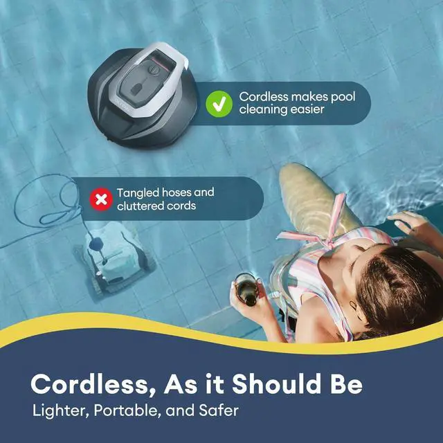 Alt view image 6 of 7 - Ultenic Pooleco 10 Cordless Robotic Pool Cleaner Dual HyperPower 2 Motors 30GPM Suction5200mAh Battery 90min Runtime, 2.5H Fast Charge Covers Up To 850 Sq.Ft Pool for Above Ground & Inground Pools