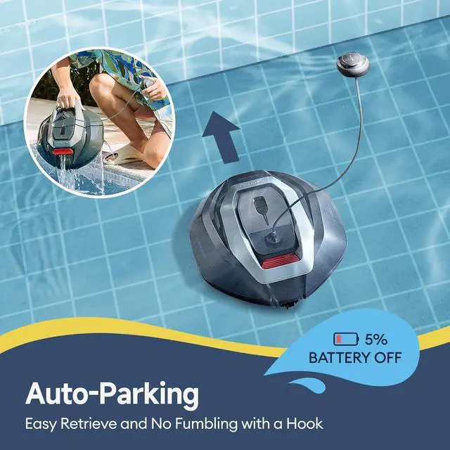 Alt view image 7 of 7 - Ultenic Pooleco 10 Cordless Robotic Pool Cleaner Dual HyperPower 2 Motors 30GPM Suction5200mAh Battery 90min Runtime, 2.5H Fast Charge Covers Up To 850 Sq.Ft Pool for Above Ground & Inground Pools