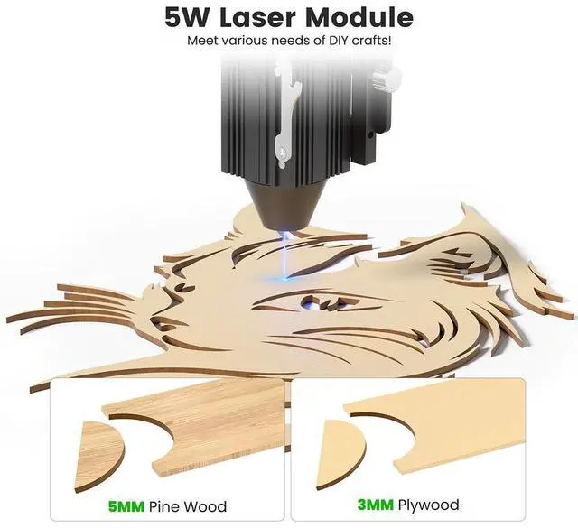Alt view image 5 of 7 - Mecpow M1 Mini Laser Engraver, 5W Laser Cutter Portable Desktop Laser Engraving, 100x100mm Engraving Area, 10000 mm/min Engraving Speed,Accuracy up to 0.01 mm, Eye Protection Design