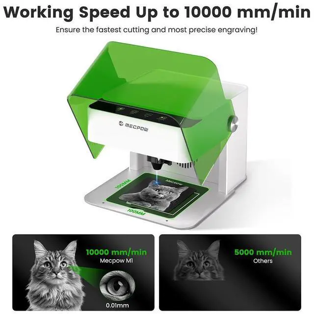 Alt view image 6 of 7 - Mecpow M1 Mini Laser Engraver, 5W Laser Cutter Portable Desktop Laser Engraving, 100x100mm Engraving Area, 10000 mm/min Engraving Speed,Accuracy up to 0.01 mm, Eye Protection Design