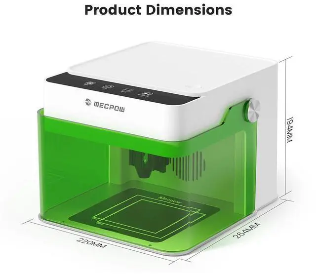 Alt view image 7 of 7 - Mecpow M1 Mini Laser Engraver, 5W Laser Cutter Portable Desktop Laser Engraving, 100x100mm Engraving Area, 10000 mm/min Engraving Speed,Accuracy up to 0.01 mm, Eye Protection Design