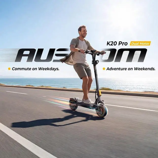 Main image of Ausom K20 Pro Dual Motor 2800W Fast Electric Scooter, 48V 18Ah Foldable off-Road E-Scooter with LCD Display, 22/28/36 mph Speed, 56 Miles Long Range, Max 287 lbs, Commuter Electric Scooter with NFC