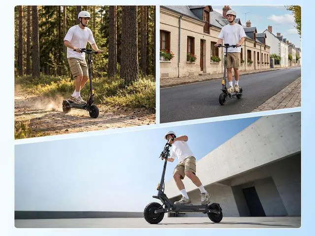 Alt view image 2 of 7 - Ausom Dual Motor Electric Scooter for Men Women, 2800W Peak Power 10/15/20 mph, 56Nm Max Range, 33% Climbing,NFC & Passcode Lock,Swingarm Suspension Off-Road E-Scooter, IP54 Waterproof Scooter