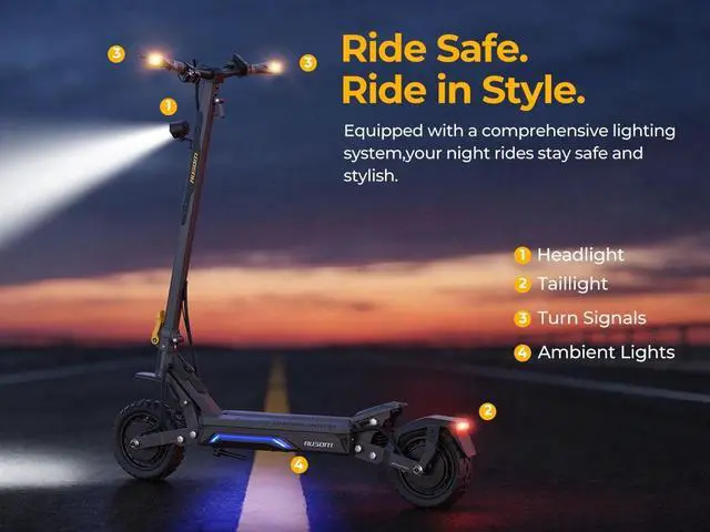 Alt view image 5 of 7 - Ausom Dual Motor Electric Scooter for Men Women, 2800W Peak Power 10/15/20 mph, 56Nm Max Range, 33% Climbing,NFC & Passcode Lock,Swingarm Suspension Off-Road E-Scooter, IP54 Waterproof Scooter