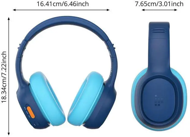 Alt view image 7 of 7 - Tronsmart Kids Bluetooth Headphones with HD Mic & LED Lights, Active Noise Cancelling, 70H Playtime, Lightweight Foldable Wired/Wireless Over-Ear Headphones for PC/Tablet/Smartphone-Blue