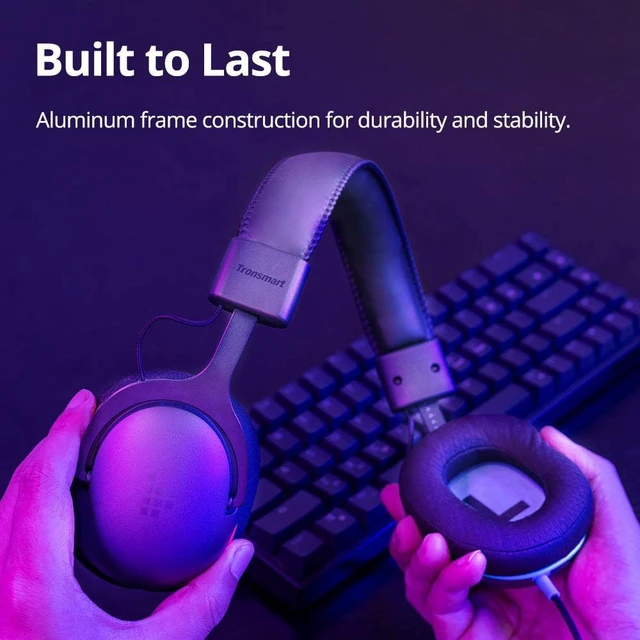 Alt view image 5 of 7 - Tronsmart Sounfii G10 Wired Gaming Headset with Flip Mic Volume Wheel, 40mm Drivers, Durable Aluminum Frame, 3.5mm Jack /1.2m Audio, Lightspeed Headphones for PC, Mac, PlayStation, Xbox, Switch-Blue