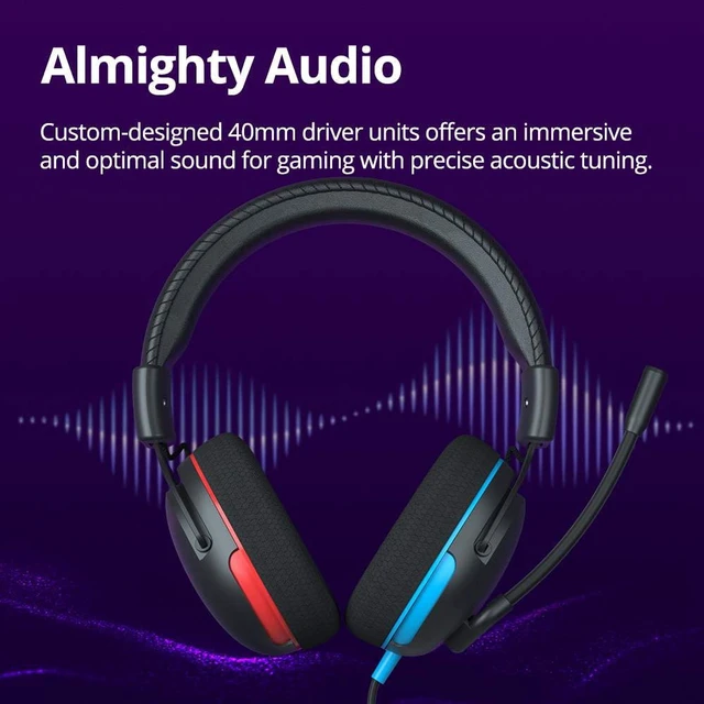 Alt view image 7 of 7 - Tronsmart Sounfii G10 Wired Gaming Headset with Flip Mic Volume Wheel, 40mm Drivers, Durable Aluminum Frame, 3.5mm Jack /1.2m Audio, Lightspeed Headphones for PC, Mac, PlayStation, Xbox, Switch-Blue
