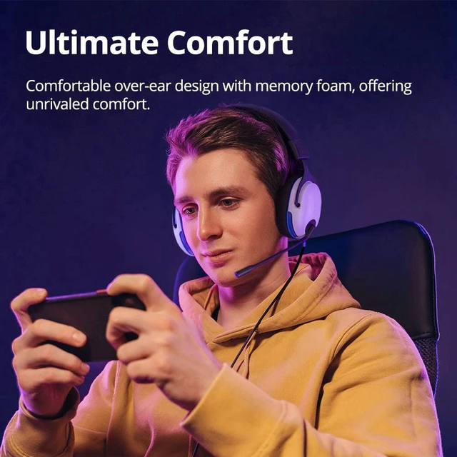 Alt view image 5 of 7 - Tronsmart Sounfii G10 Wired Gaming Headset with Flip Mic Volume Wheel, 40mm Drivers, Durable Aluminum Frame, 3.5mm Jack /1.2m Audio, Lightspeed Headphones for PC, Mac, PlayStation, Xbox, Switch-White