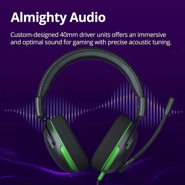 Alt view image 5 of 7 - Tronsmart Sounfii G10 Wired Gaming Headset with Flip Mic Volume Wheel, 40mm Drivers, Durable Aluminum Frame, 3.5mm Jack /1.2m Audio, Lightspeed Headphones for PC, Mac, PlayStation, Xbox, Switch-Green