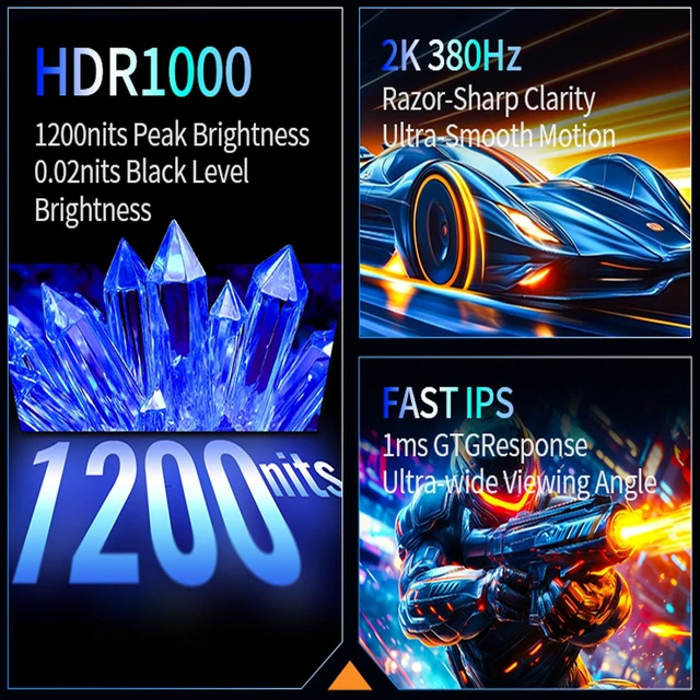 Alt view image 3 of 7 - TITAN ARMY P245MS PRO 24.5" QHD 2560×1440 Fast IPS MiniLED Gaming Monitor, Flat 16:9,360Hz OC Up to 420Hz,1152 Zones Local Dimming,High Refresh Computer Monitor HDR 1000 1ms GTG 99% RGB Adaptive Sync