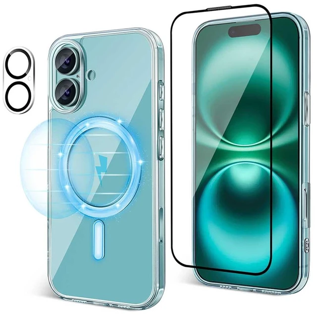 Main image of 3INUS S61 2-in-1 Hardness Screen Protector for iPhone 16 6.1" Magnetic Case and 9H , Compatible with Magsafe, Shockproof - Crystal Clear Not Yellowing