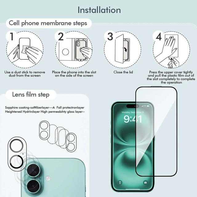 Alt view image 6 of 7 - 3INUS S61 2-in-1 Hardness Screen Protector for iPhone 16 6.1" Magnetic Case and 9H , Compatible with Magsafe, Shockproof - Crystal Clear Not Yellowing