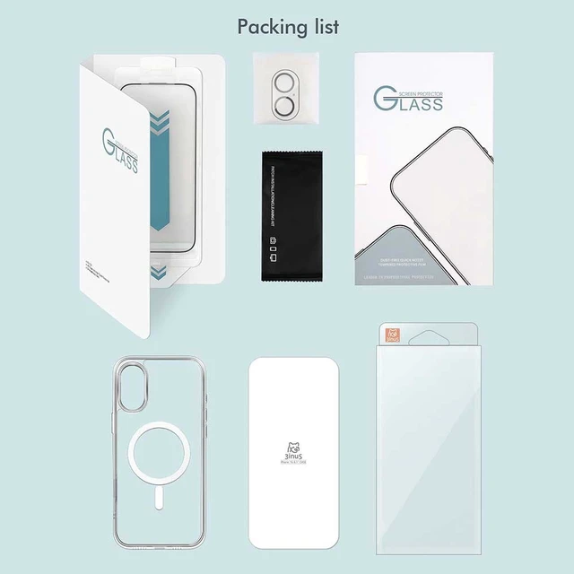 Alt view image 7 of 7 - 3INUS S61 2-in-1 Hardness Screen Protector for iPhone 16 6.1" Magnetic Case and 9H , Compatible with Magsafe, Shockproof - Crystal Clear Not Yellowing