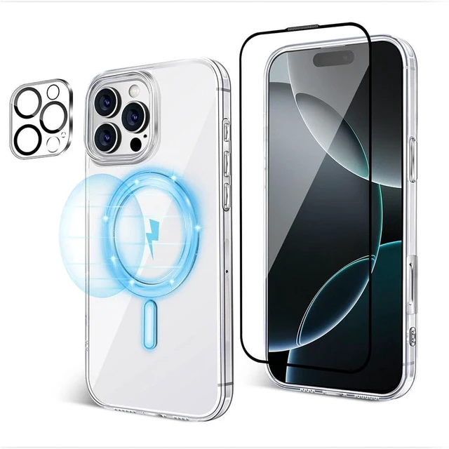 Main image of 3INUS S62 Hardness Screen Protector 2-in-1 for iPhone 16 Pro 6.3" Magnetic Case and 9H , Ultimate ProtectionCompatible with Magsafe, Shockproof - Crystal Clear Not Yellowing