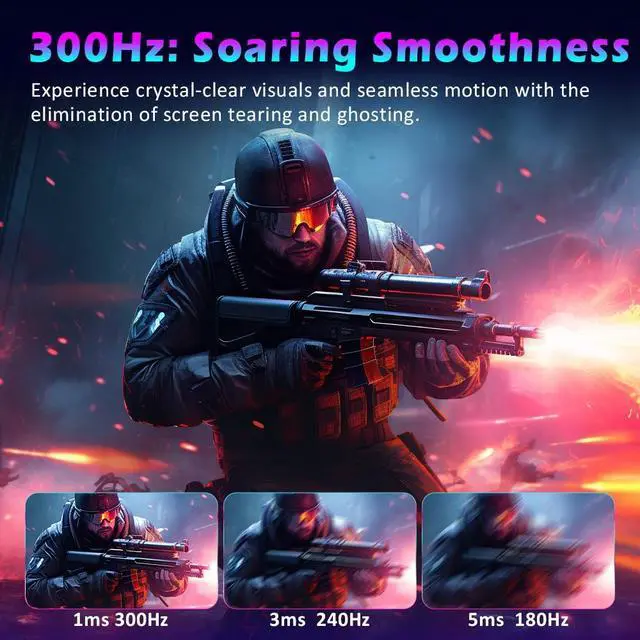 Alt view image 4 of 7 - TITAN ARMY 24.5 Inch 300Hz Full HD IPS Gaming monitors with Vibrant Colors,Gaming Screen with Adaptive-Sync 1ms HDR400,Gaming Computer Monitor with VESA Mountable,Low Blue Light-P2510HS