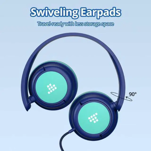 Alt view image 2 of 7 - Tronsmart Kids Headphones Lightweight Foldable On-Ear Wired Headphones for Boys Girls, 85dB Safe Volume, Adjustable Stereo, Over-Ear Toddler Headsets with 3.5mm,Wired Earphone for School/Tablet/Travel