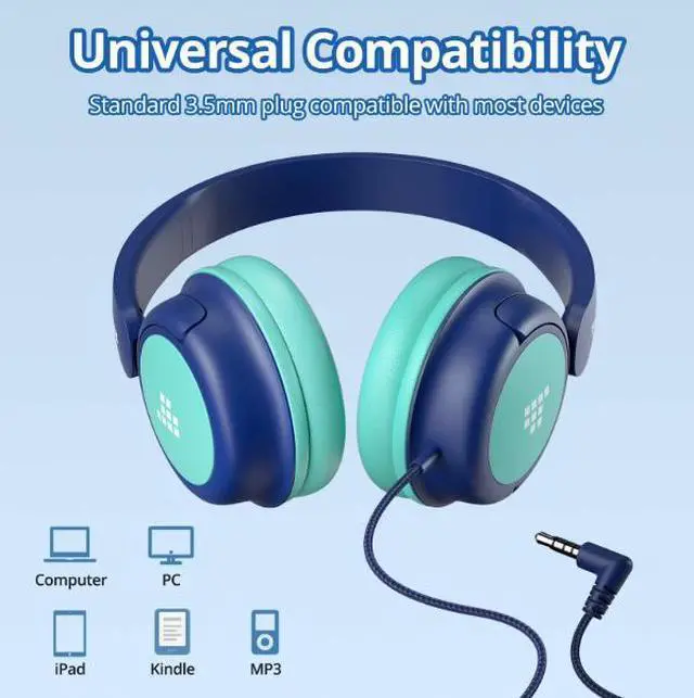 Alt view image 5 of 7 - Tronsmart Kids Headphones Lightweight Foldable On-Ear Wired Headphones for Boys Girls, 85dB Safe Volume, Adjustable Stereo, Over-Ear Toddler Headsets with 3.5mm,Wired Earphone for School/Tablet/Travel