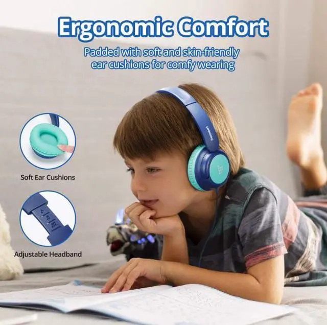 Alt view image 4 of 7 - Tronsmart Kids Headphones Lightweight Foldable On-Ear Wired Headphones for Boys Girls, 85dB Safe Volume, Adjustable Stereo, Over-Ear Toddler Headsets with 3.5mm,Wired Earphone for School/Tablet/Travel