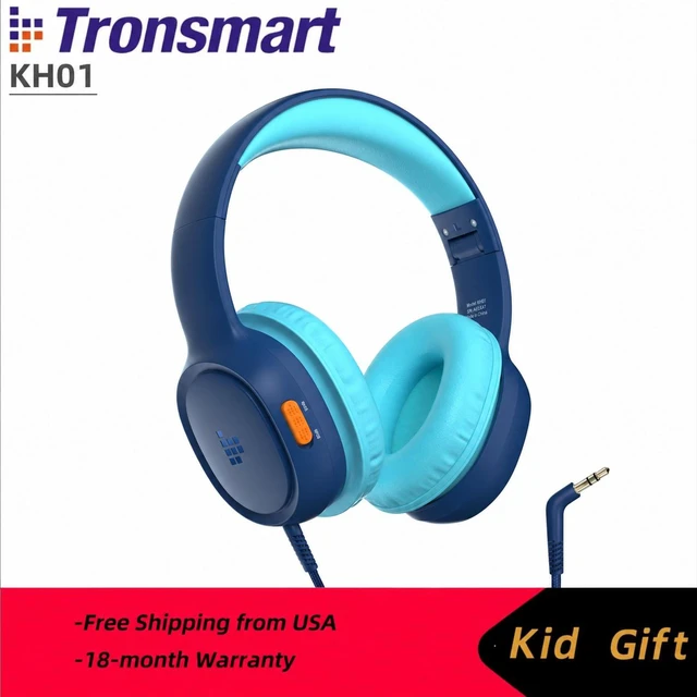 Main image of Tronsmart KH01 Wired Kids Headphones, Safe Volume Limit Hearing Protection, Foldable Lightweight Over-Ear Headset with Soft Earpads, Nylon Braided Durable Cord, 3.5mm Jack for Tablet Laptop- Blue