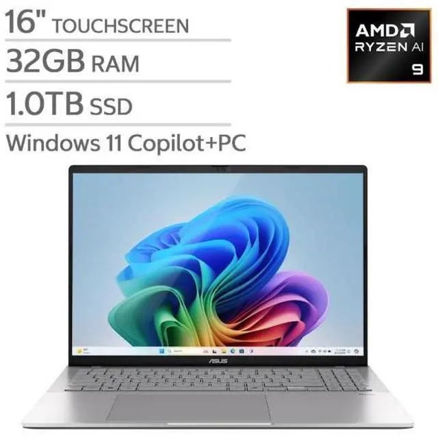 Main image of ASUS Vivobook S16 - 16" Touch Copilot+ PC Laptop - AMD Ryzen AI 9 465 Processor - Full HD (1920 x 1200) - 1TB SSD - Windows 11 Home