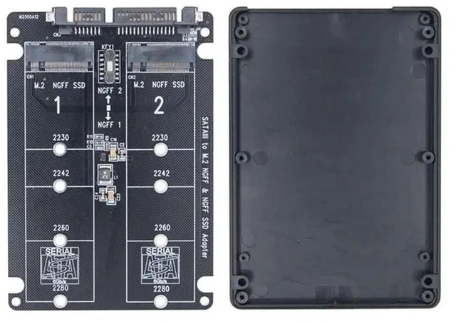 Alt view image 2 of 3 - AJMRTC Dual M.2 to SATA3.0 Adapter, 2 Port NGFF M.2 B Key to SATA 3.0 6Gbps Converter Card, M.2 SATA Protocol SSD Expansion Board, Supports Two M.2 B Key SATA SSDs