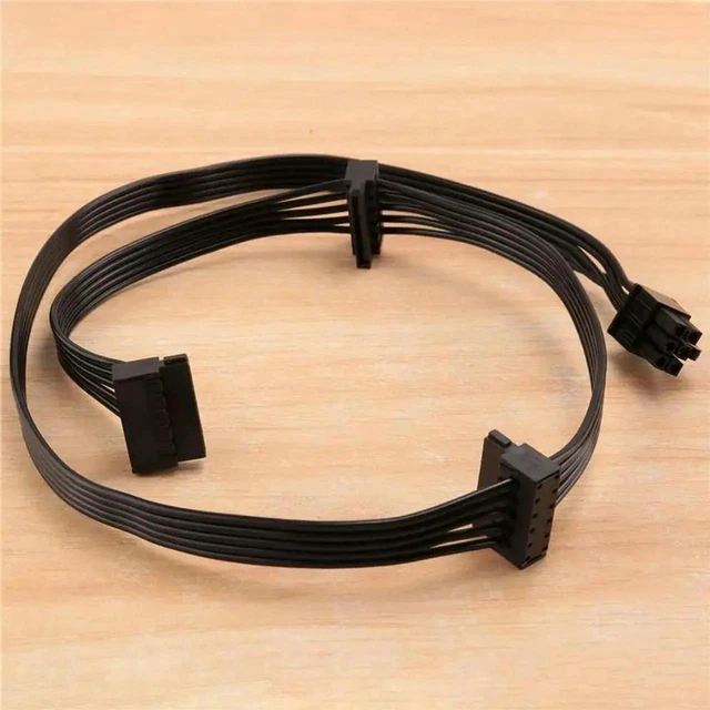 Alt view image 2 of 3 - AJMRTC PCIe 6Pin Male to 3 x SATA Power Supply Cable, PCIe 6Pin to Triple SATA Breakout Cord for Seasonic Focus Plus Platinum FOCUS+ Series 850PX 750PX 650PX 550PX PSU