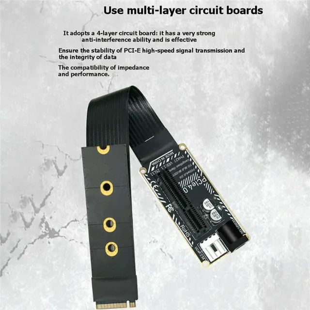 Alt view image 3 of 3 - AJMRTC External Graphics Card Adapter PCI-E 4.0 X4 to M.2 M-Key Extension Cable, PH427B-15 NVMe PCIe 4.0 x4 to M.2 M-Key Breakout Cord for eGPU Expansion