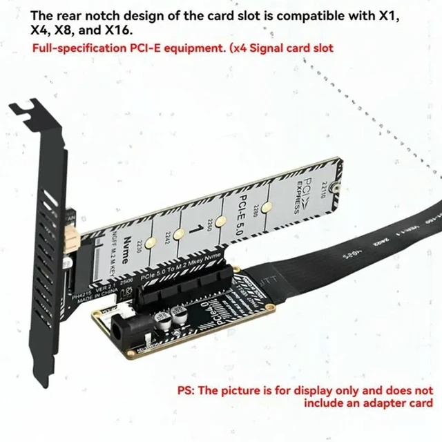 Alt view image 3 of 3 - AJMRTC M.2 M-Key NVMe PCIe 4.0 X4 Extension Cable PH427A, PCI-E 4.0 X4 to M.2 M-Key Adapter Cord, External Graphics Card eGPU Riser Cable, Supports NVMe M.2 SSD and Low-Power PCIe Devices