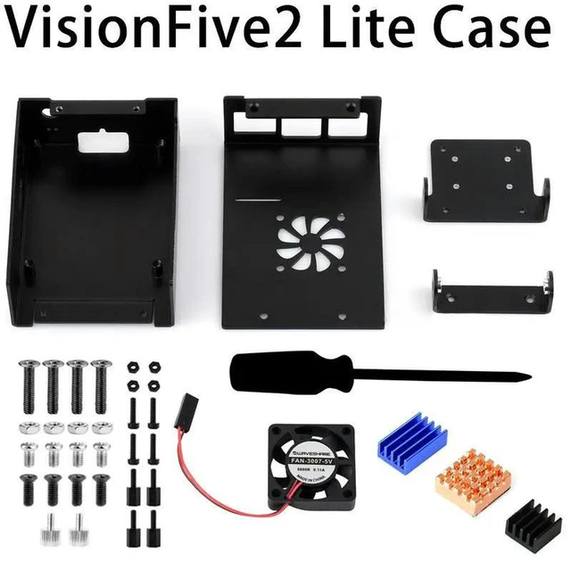 Alt view image 4 of 6 - AJMRTC Aluminum Alloy Cooling Enclosure Case for VisionFive2 Lite, Complete Heatsink & Cooling Fan Assembly with Adjustable Camera Mount, RISC-V Single Board Computer Protective Housing