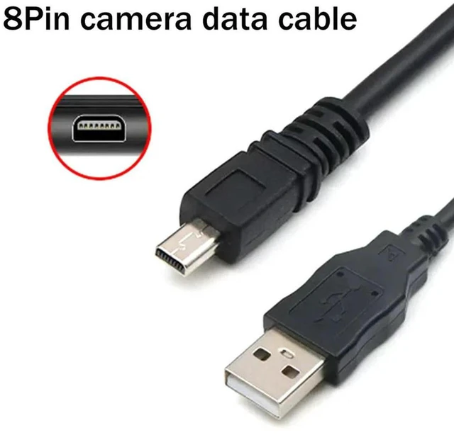 Alt view image 2 of 3 - AJMRTC Universal USB to 8Pin Small Port Data Charging Cable, 5-Core USB to 8P Cord for Digital Cameras and Mobile Phones, NNR USB 8-Pin Sync & Power Cable for Old Camera and Portable Devices
