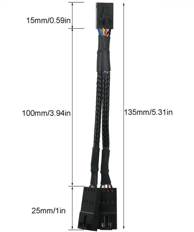 Main image of AJMRTC Premium RGB Lighting Extension Splitter Cable, 1 Male to 2 Female 4Pin RGB Power Cord, 4Pin Male RGB Splitter for LED RGB Strip Light, PC Case Fan and RGB Lighting Modification Projects