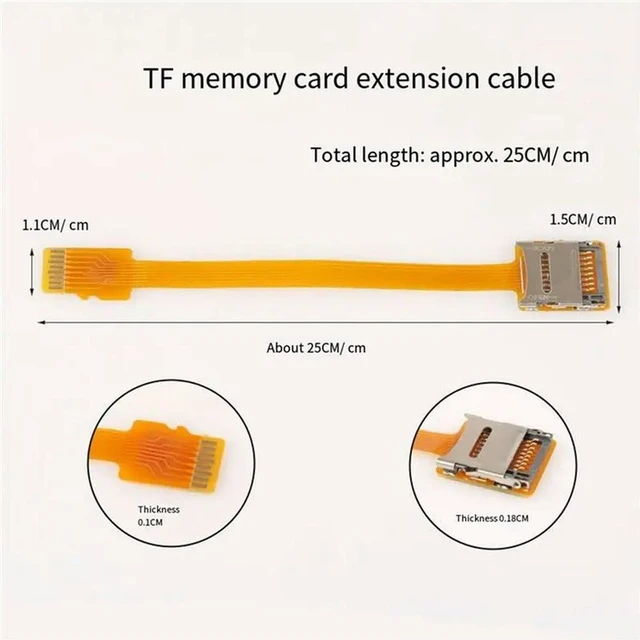 Alt view image 2 of 3 - AJMRTC 2 Pack Micro SD TF Card Extension Cable, Male to Female Soft FPC Flat Ribbon Extender Cord, 25cm Length MicroSD Card Extension Cable for Embedded Devices, Raspberry Pi and Machine Vision Projec