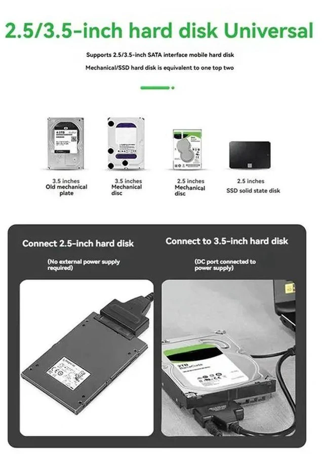 Alt view image 3 of 3 - AJMRTC 3 Pack SATA to USB3.0 Adapter Cable, 5Gbps High Speed SATA USB Converter Cord for 2.5 Inch SATA SSD and HDD Hard Disk Drives, Plug and Play External Storage Cable for Data Backup and Hard Drive