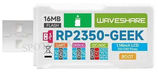 Alt view image 4 of 6 - AJMRTC Waveshare RP2350-GEEK (RP2350-Pico2) Development Board, 1.14 Inch IPS LCD Display Module 240×135 65K Colors, SWD / UART / I2C Interfaces, CMSIS-DAP Debugger Compatible with OpenOCD for Embedded