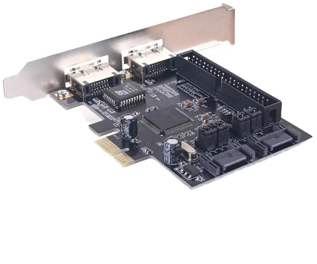 Alt view image 2 of 3 - AJMRTC PCIe to SATA 2.0 + IDE + eSATA Combo Controller Card, PCI-E X1 Adapter Converter with Dual SATA Ports, Desktop PC Internal & External Storage Expansion Card