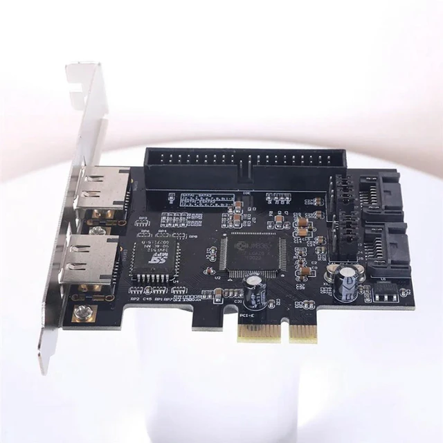 Alt view image 3 of 3 - AJMRTC PCIe to SATA 2.0 + IDE + eSATA Combo Controller Card, PCI-E X1 Adapter Converter with Dual SATA Ports, Desktop PC Internal & External Storage Expansion Card