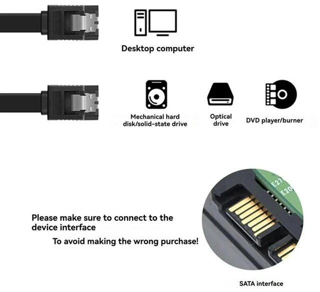 Alt view image 2 of 3 - AJMRTC SATA 3.0 Data Cable, 6Gbps High Speed Straight SATA Cord for PC Laptop, SATA HDD SSD Hard Drive Connection, Internal Storage Writer Cable for Desktop Storage Upgrade