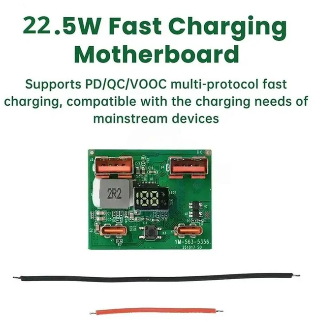 Alt view image 3 of 3 - AJMRTC 22.5W Fast Charging Power Bank DIY Module, Lithium Battery Power Control Board, Supports PD QC VOOC, Portable Charger Motherboard Electronic Build Kit