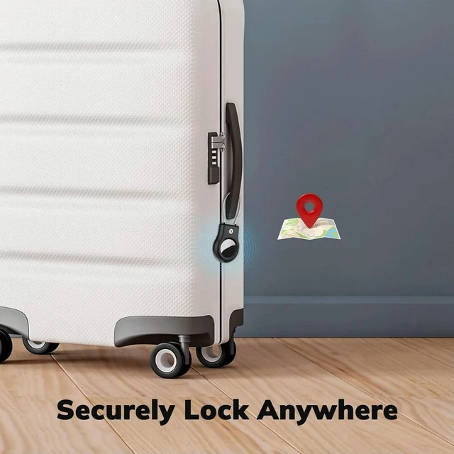 Alt view image 3 of 3 - AJMRTC AirTag Protective Lock Case with Wire Cable & Keyring, Durable Keychain Holder for Apple AirTag, Anti-Lost Cover for Luggage and Backpack Tracking