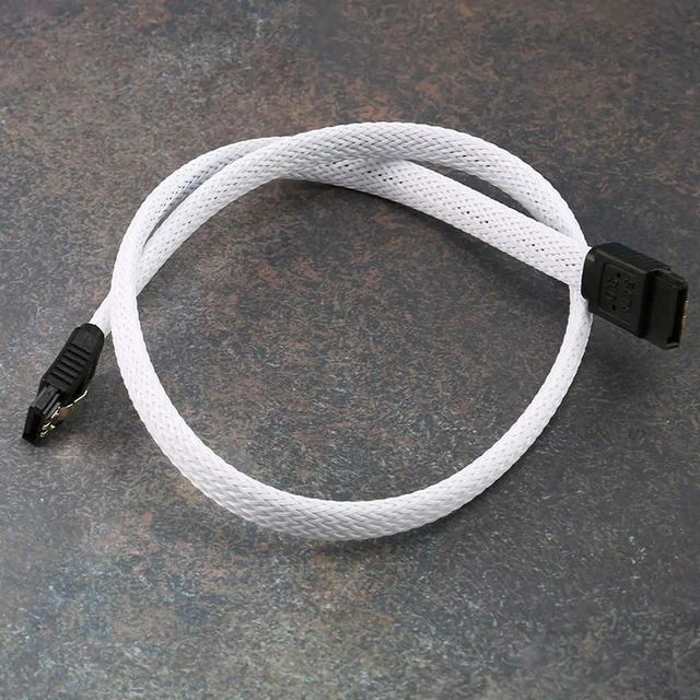 Alt view image 3 of 3 - AJMRTC 50cm SATA 3.0 7-Pin Data Cable, 6Gbps Nylon Sleeved Premium SATA Cord for SSD HDD Internal Hard Drive Storage Connection