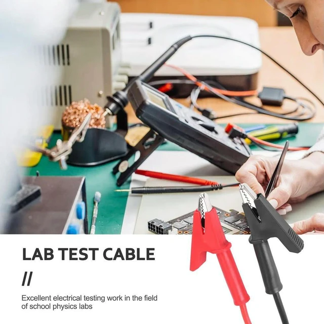 Alt view image 2 of 3 - AJMRTC Banana Plug to Alligator Clip Test Leads, Heavy Duty 1M Multimeter Crocodile Clip Test Cable, Pair of Test Wires for Electrical Circuit Testing, Multimeter Measurement and Lab Experiment