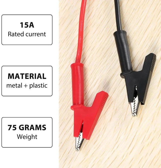 Alt view image 3 of 3 - AJMRTC Banana Plug to Alligator Clip Test Leads, Heavy Duty 1M Multimeter Crocodile Clip Test Cable, Pair of Test Wires for Electrical Circuit Testing, Multimeter Measurement and Lab Experiment