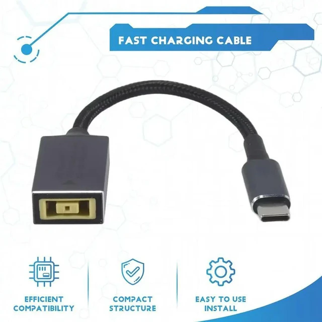 Alt view image 2 of 3 - AJMRTC 100W PD DC Square Jack to USB Type-C Charging Converter Cable, DC Power Input to USB-C PD Output Cord for Laptop Power Supply Replacement & Charging
