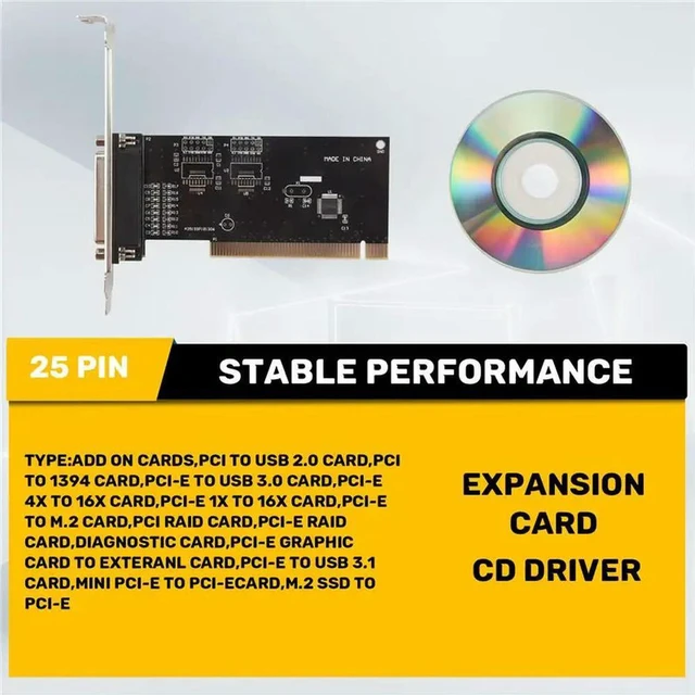 Alt view image 2 of 3 - AJMRTC PCI Expansion Controller Card, PCI to DB25 25Pin Parallel LPT Printer Port Adapter Card, Desktop PCI LPT Interface Card for Old Printer and Industrial Parallel Device Connection