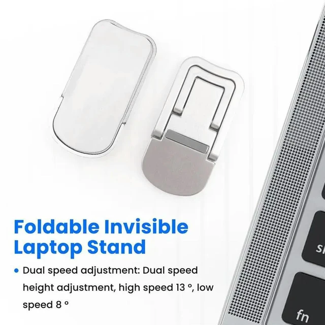 Alt view image 3 of 3 - AJMRTC 2Pcs Self-Adhesive Foldable Invisible Laptop Stand, Adjustable Height Notebook Computer Riser Lift, Portable Under-Case Laptop Support for Desk Heat Dissipation and Posture Improvement