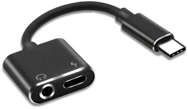 Main image of AJMRTC Premium-Select Black 2 in 1 Type-C to 3.5mm Headphone Jack Adapter, USB-C to 3.5mm Audio Connector with Charging Port, Dual Function Type C Audio Charger Splitter for Smartphones and Tablets