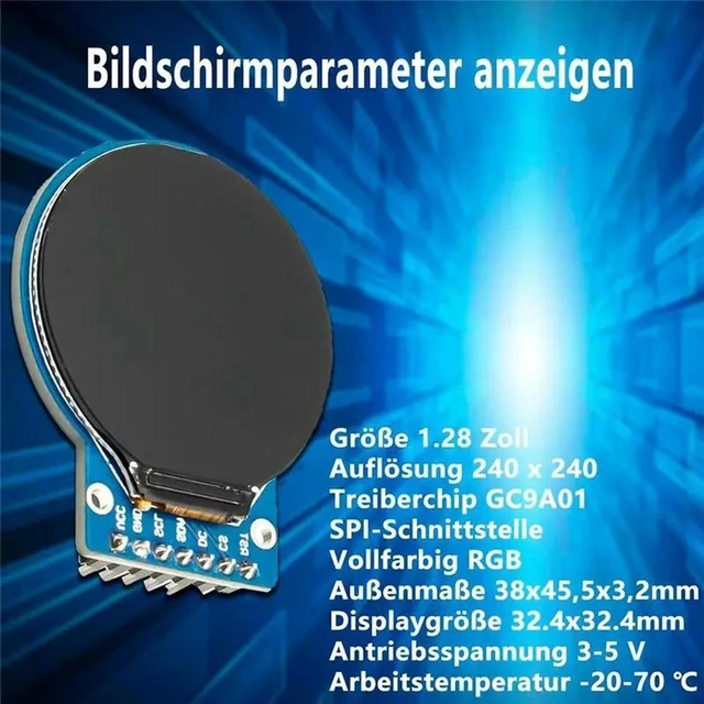 Alt view image 3 of 3 - AJMRTC 2Pcs 1.28 Inch Circular TFT LCD Display Module, RGB IPS HD Round Screen with 240×240 Resolution, SPI Interface Circular TFT Panel, Digital Display Module for Smart Watch, Electronic Maker and D