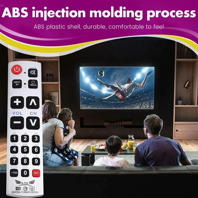 Alt view image 2 of 3 - AJMRTC A-TV2 Big Button Universal TV Remote Control, Large Button LED LCD Television Remote Controller, Compatible with Galaxy Matrix TV, Simple Operation Remote for Seniors Elderly